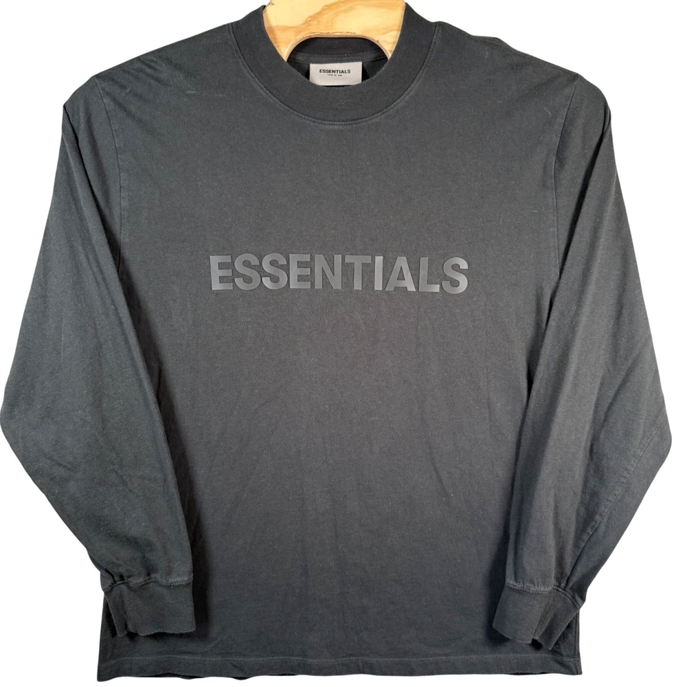 Fear of God Essentials Long Sleeve Tee Mens Large Black Logo Streetwear Shirt